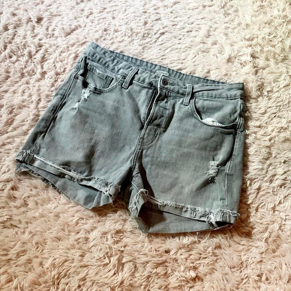 Gray Distressed Cuttoff Denim Shorts Womens 12 Summer Southern Rustic Preppy